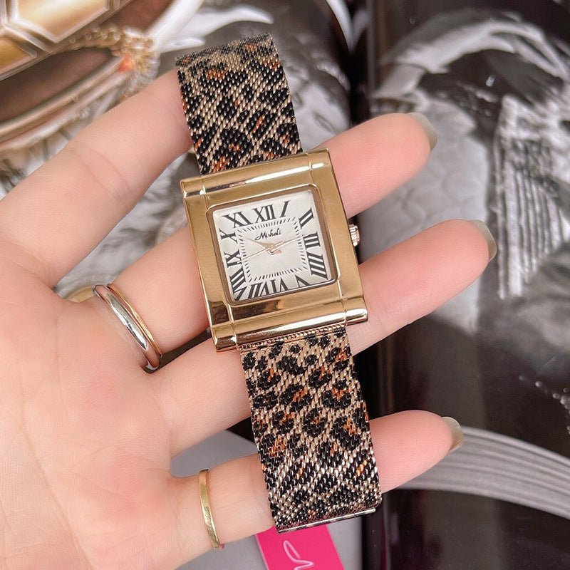 Reloj Cuadrado Leopardo Mujer
