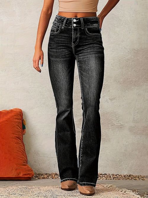 Andiara - Jeans Acampanados De Cintura Alta