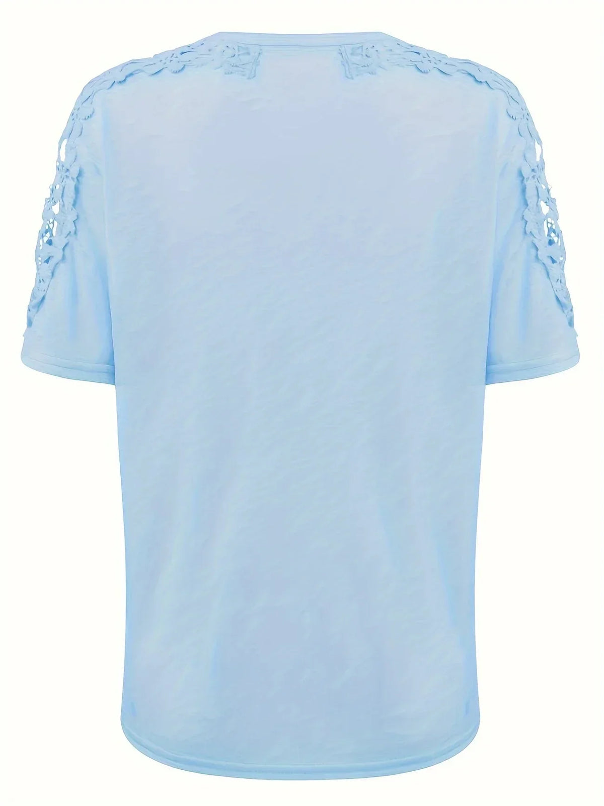 Ancuta - Elegante Verano Manga Corta Playera Con Encaje