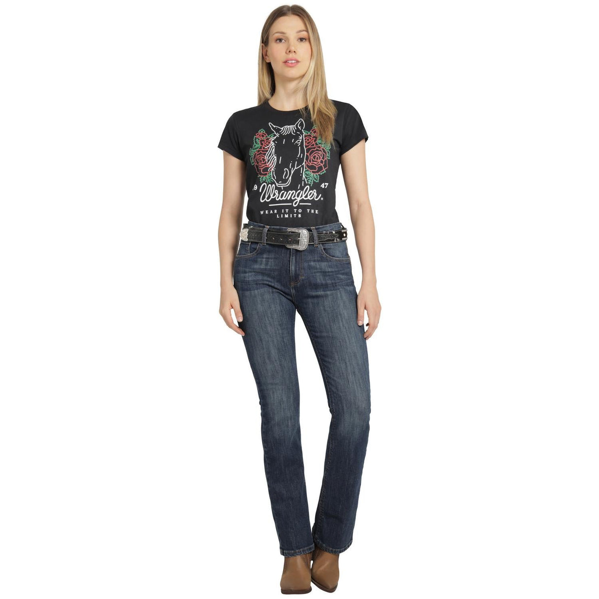 Jeans Mujer Tiro Alto Corte Bota Esencial