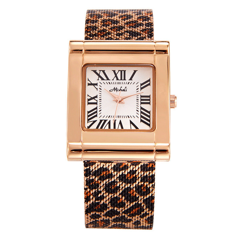 Reloj Cuadrado Leopardo Mujer