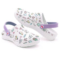 Zuecos para Enfermeras Blanco Morado