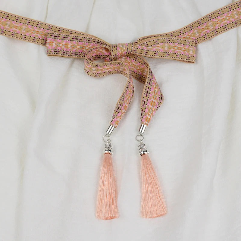 Cinturón de cadena con borlas estilo bohemio étnico chic