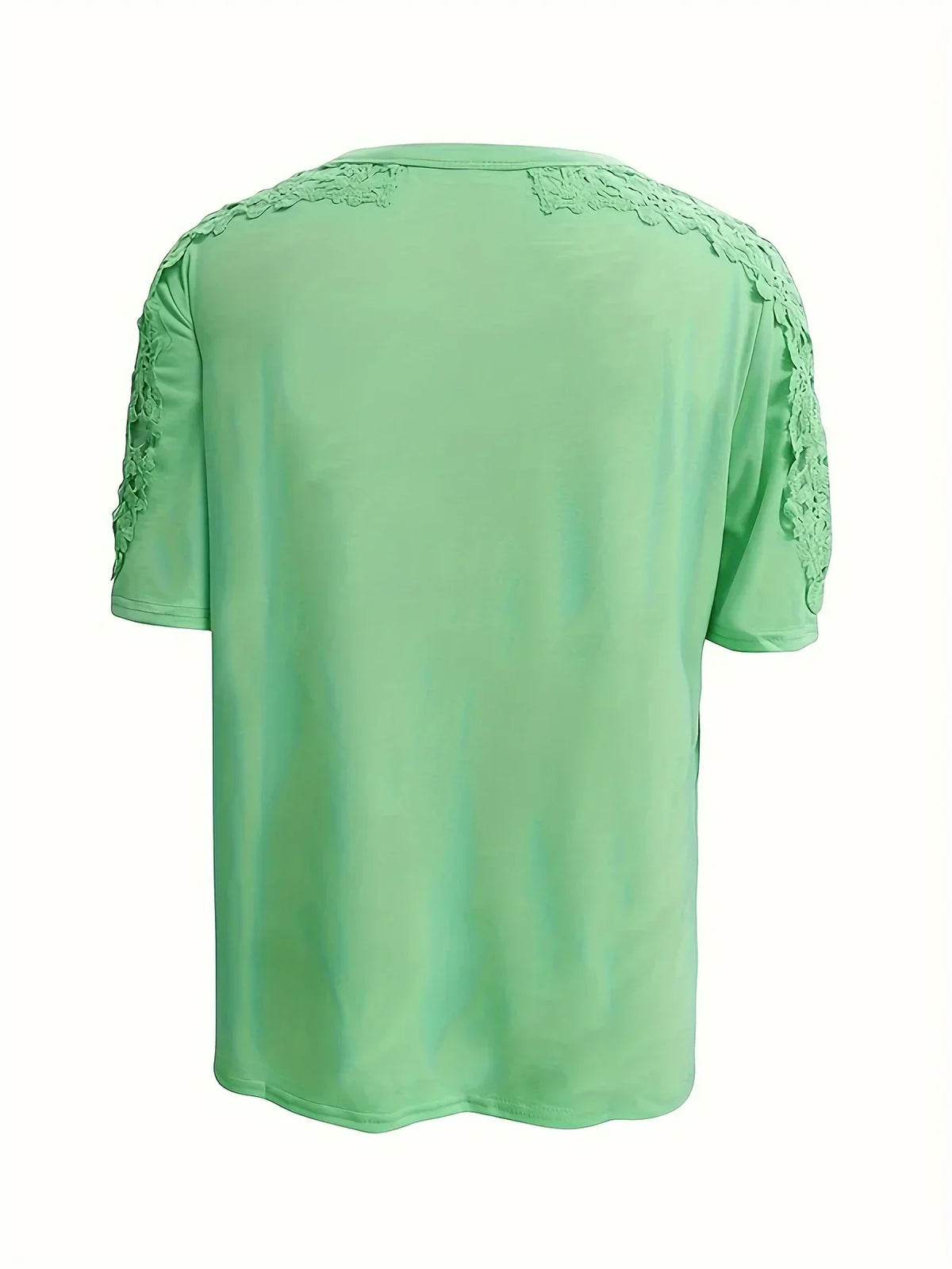 Ancuta - Elegante Verano Manga Corta Playera Con Encaje
