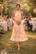 Paula | Vestido de Cuello Halter con Estampado de Acuarela