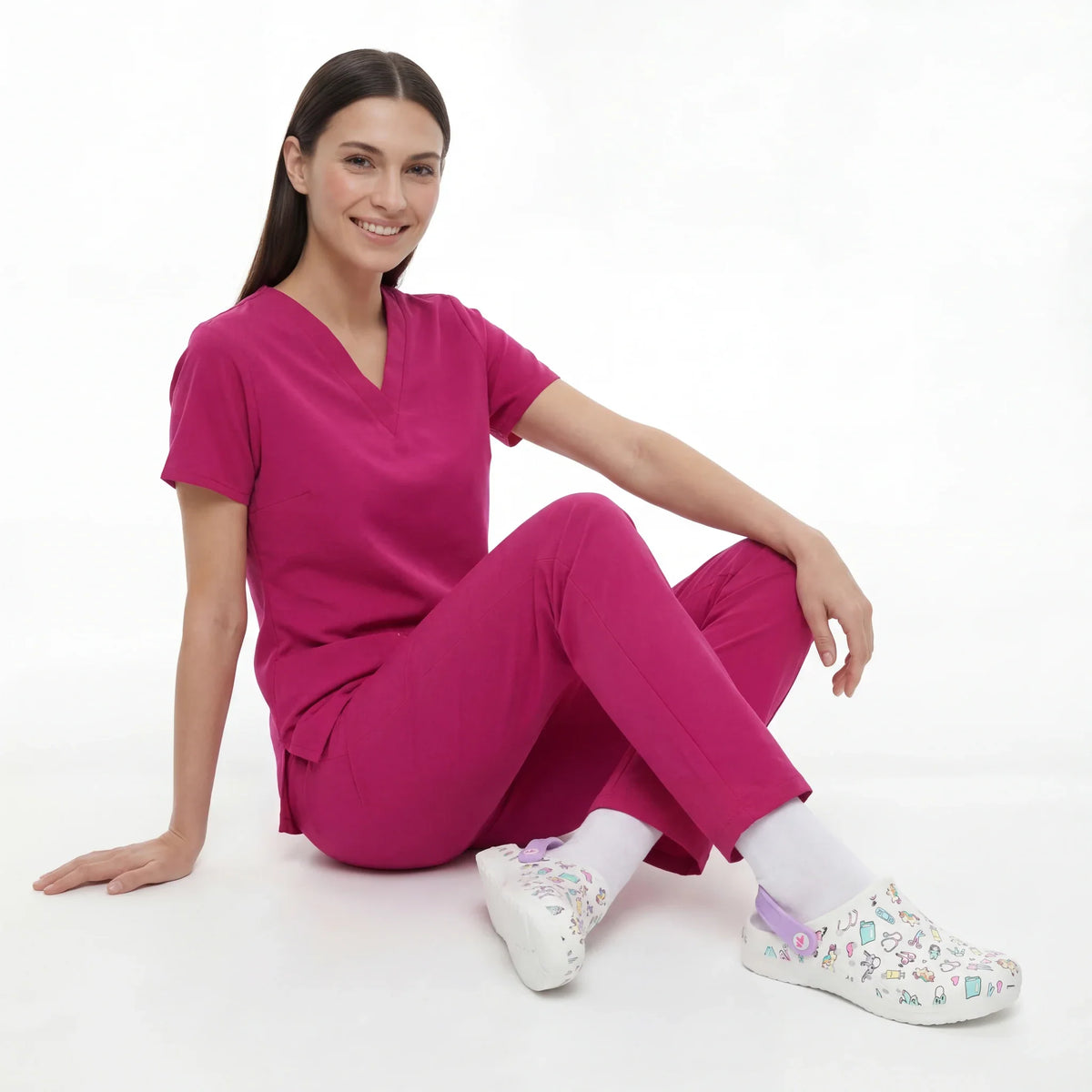 Zuecos para Enfermeras Blanco Morado