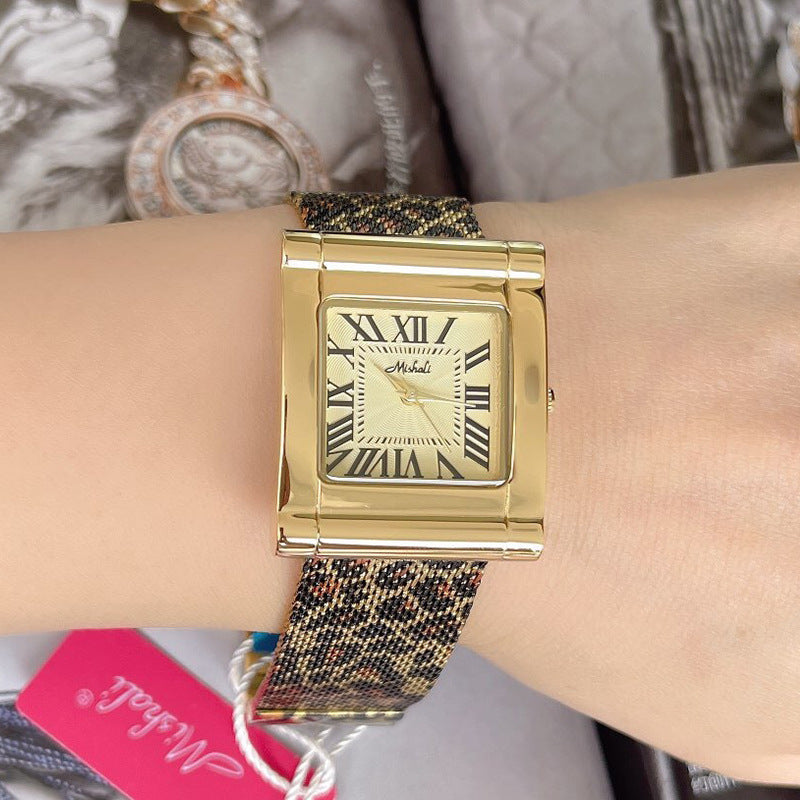 Reloj Cuadrado Leopardo Mujer