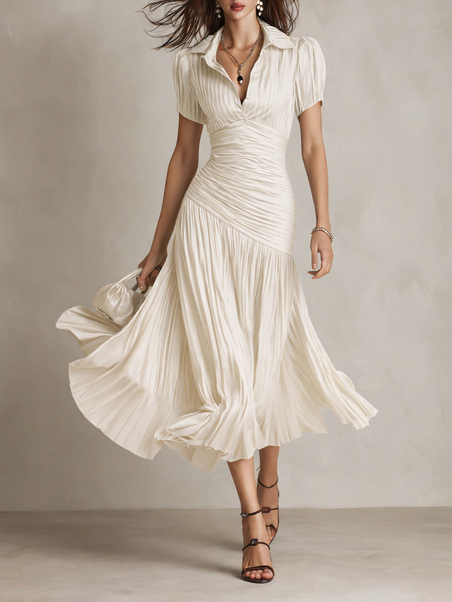 Vestido midi de satén a rayas estilo retro Adriana