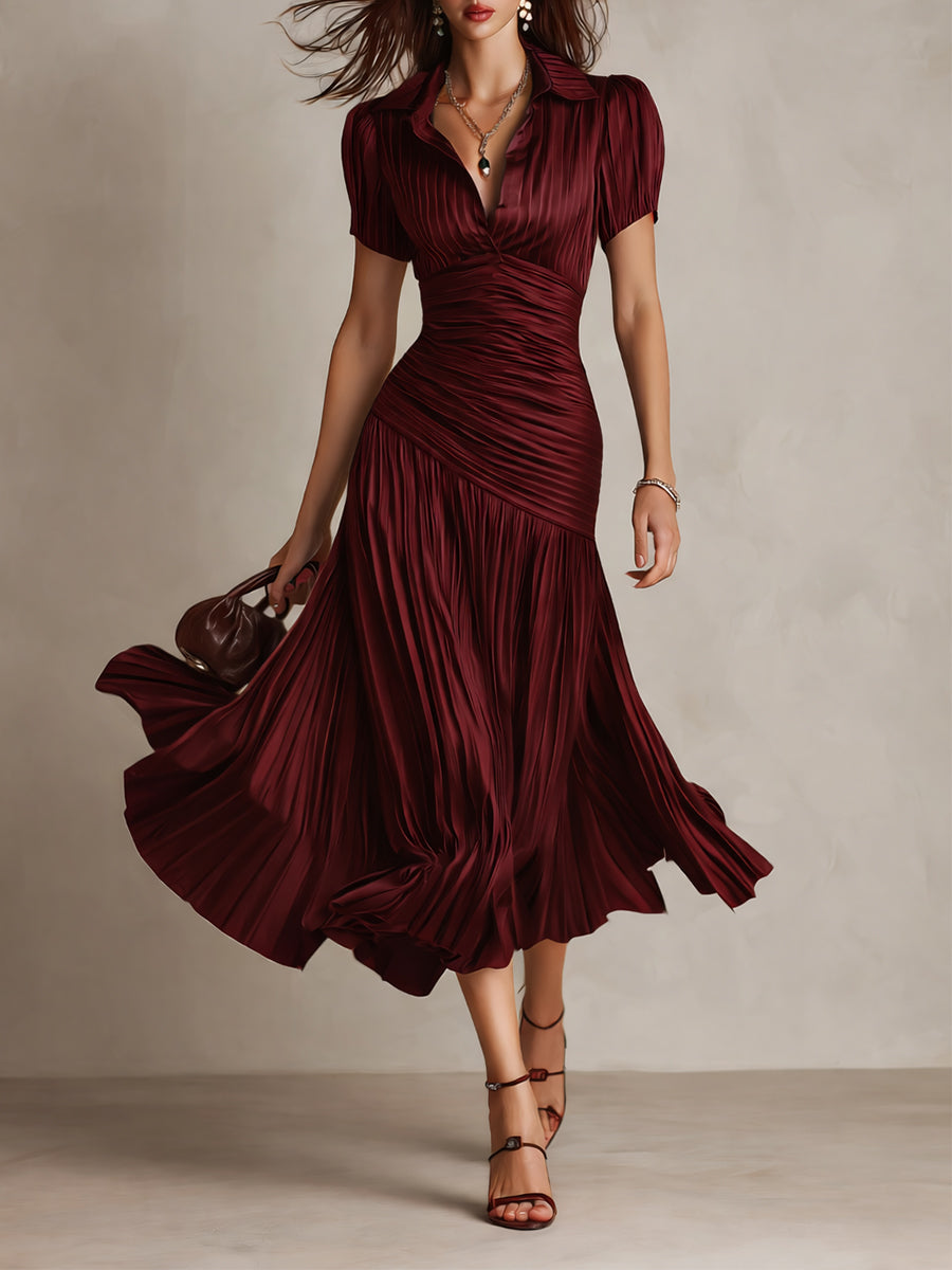 Vestido midi de satén a rayas estilo retro Adriana