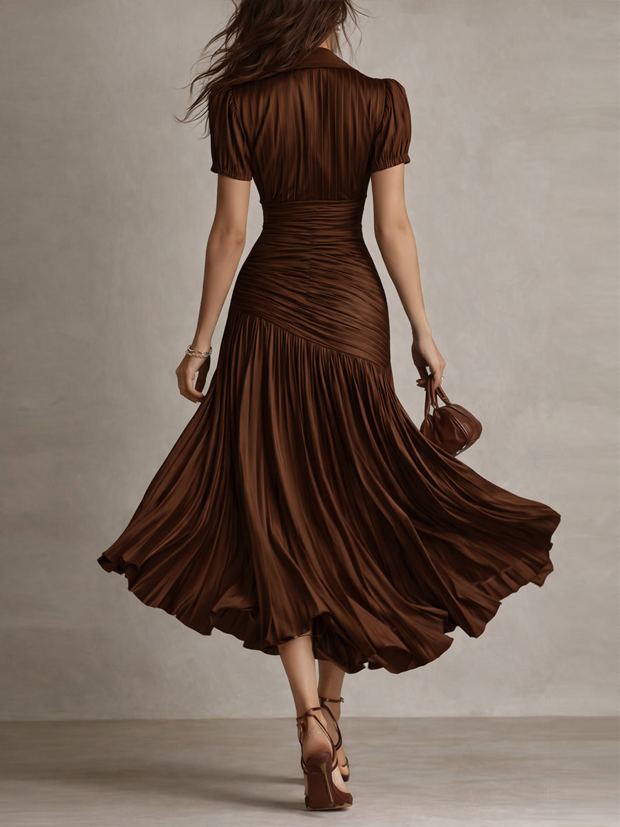 Vestido midi de satén a rayas estilo retro Adriana