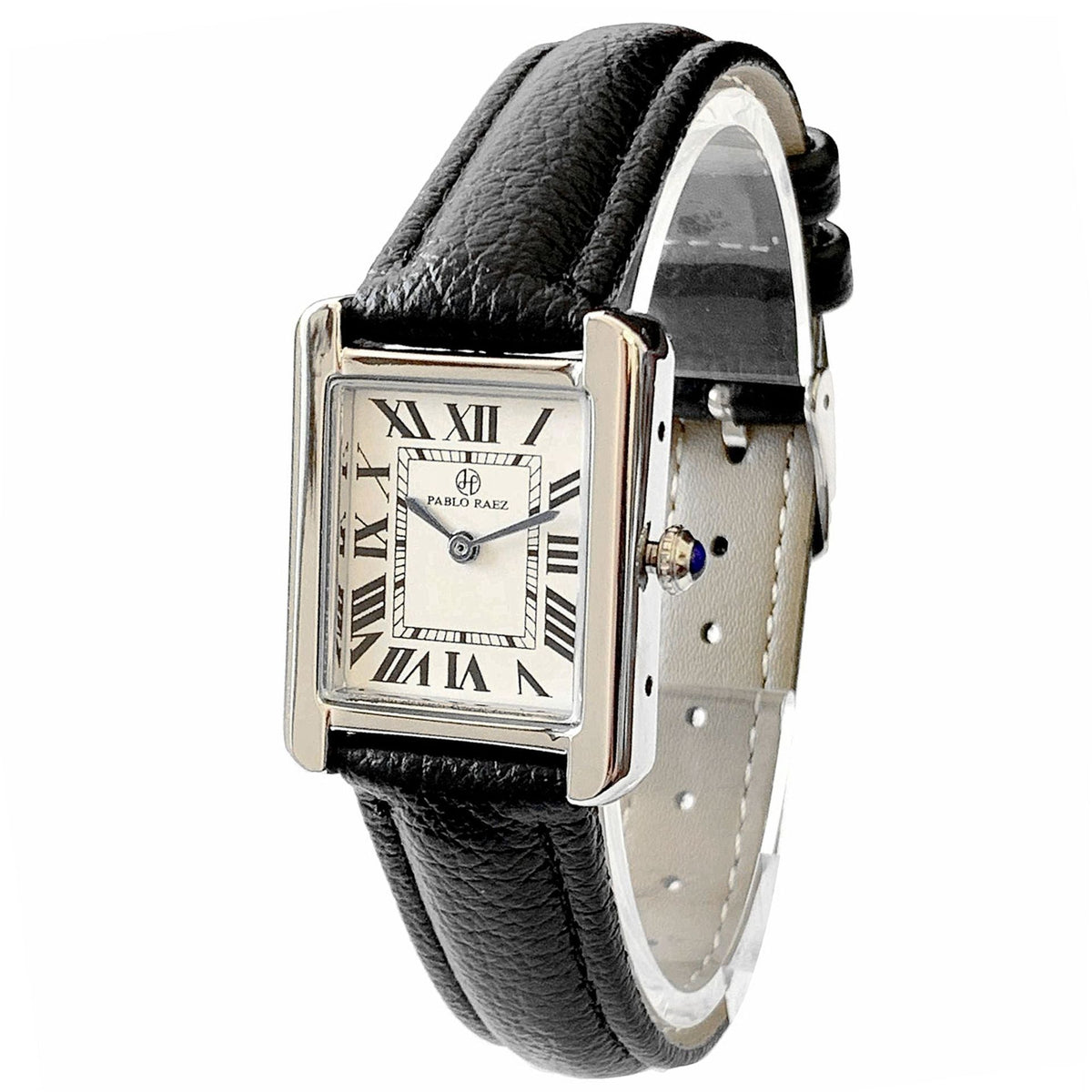Reloj de cuarzo con correa, esfera rectangular y escala romana
