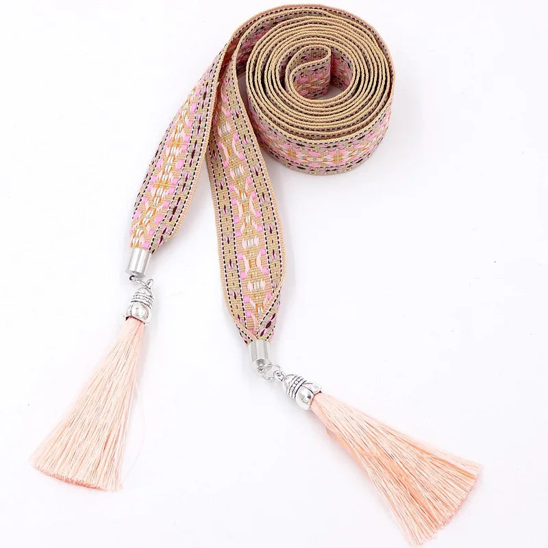 Cinturón de cadena con borlas estilo bohemio étnico chic