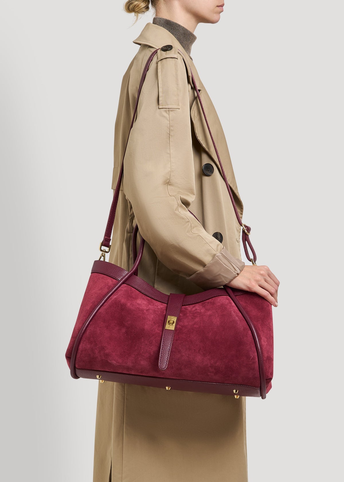 Bolsa Mayfair en Gamuza y Piel Togo Vino