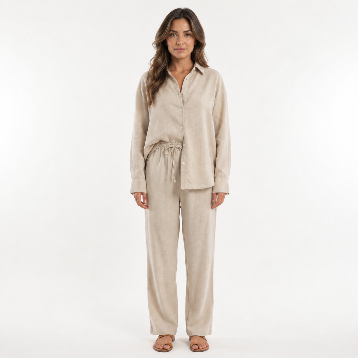 Conjunto de Lino Mujer Pantalón Ancho