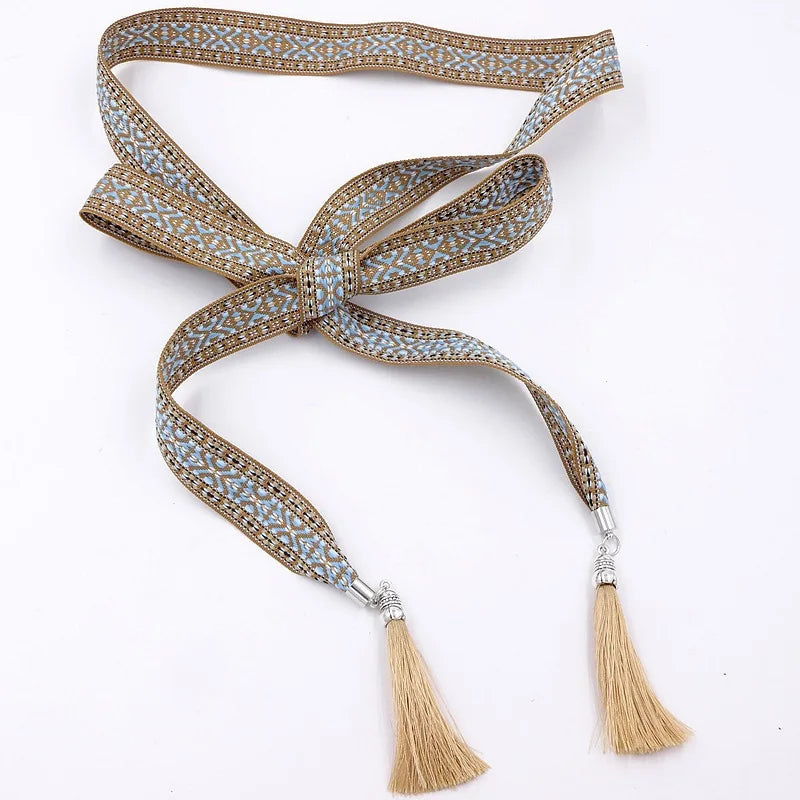 Cinturón de cadena con borlas estilo bohemio étnico chic