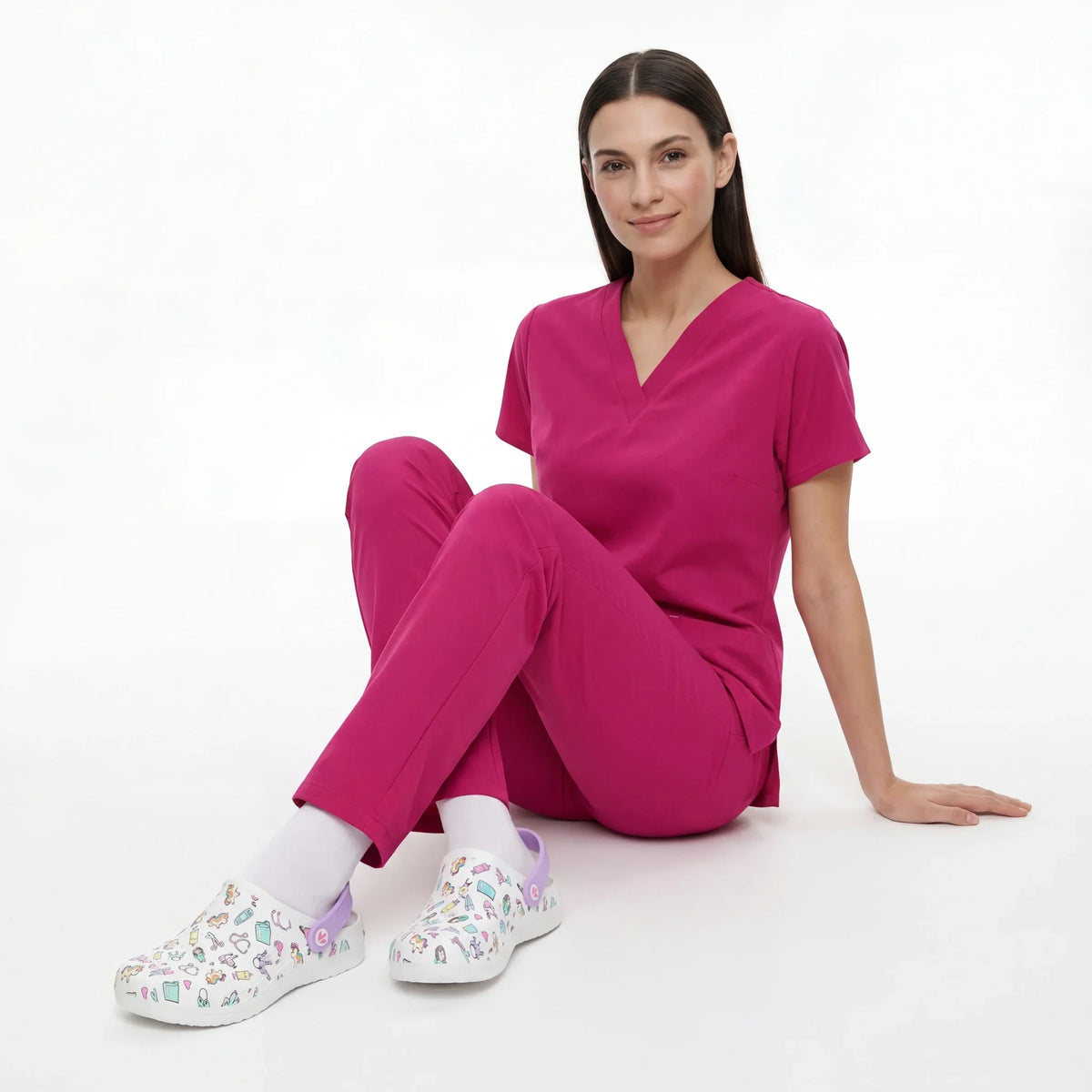 Zuecos para Enfermeras Blanco Morado