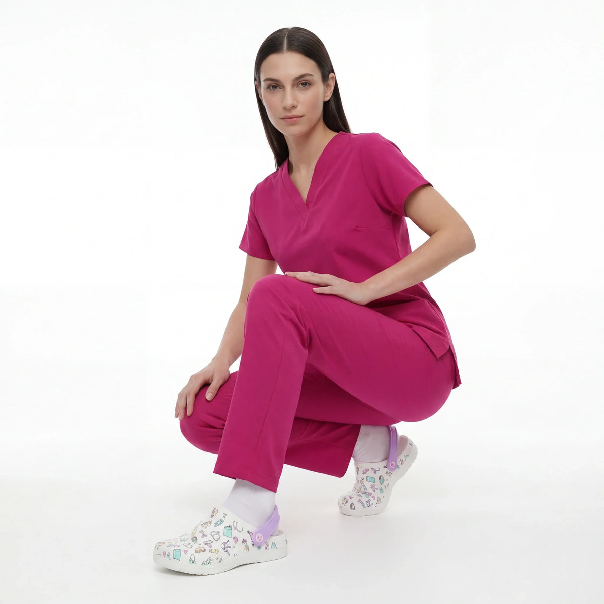 Zuecos para Enfermeras Blanco Morado