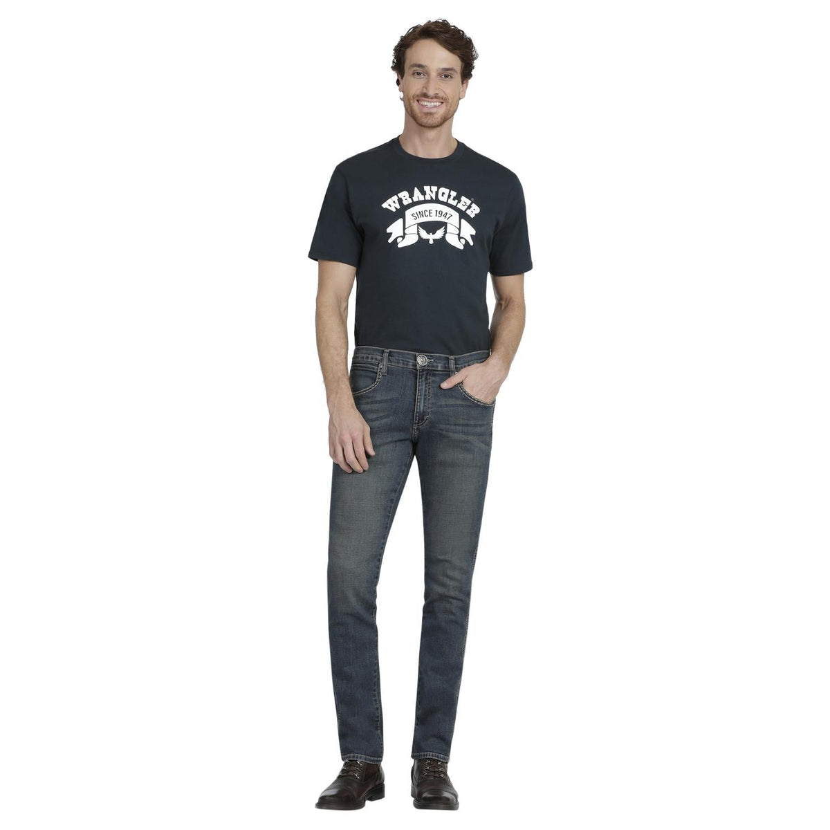 Jeans Hombre Slim Straight Western Azul