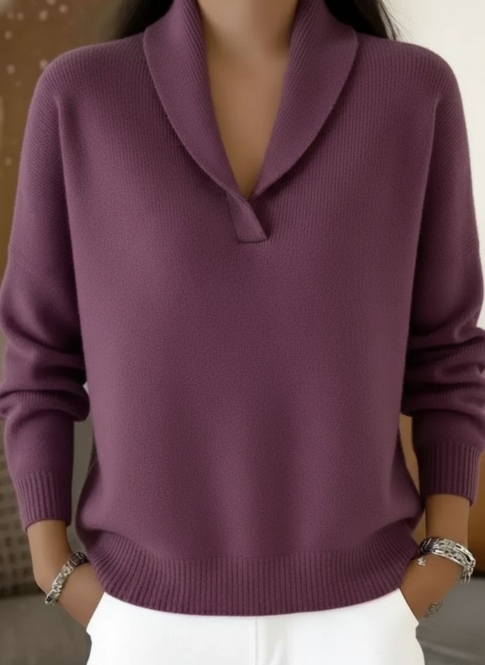 Elise | Suéter Elegante Tejido con Cuello en V