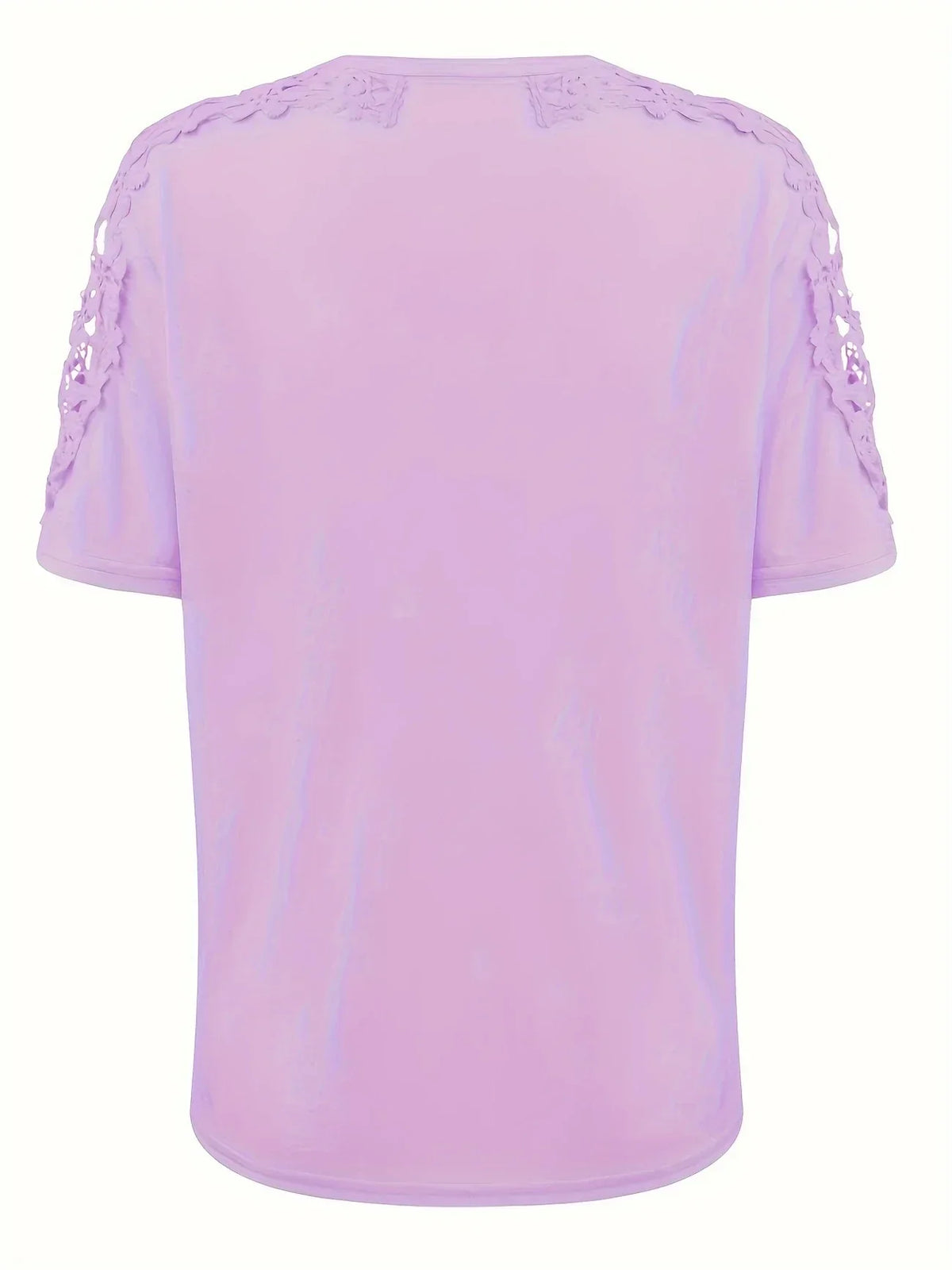 Ancuta - Elegante Verano Manga Corta Playera Con Encaje