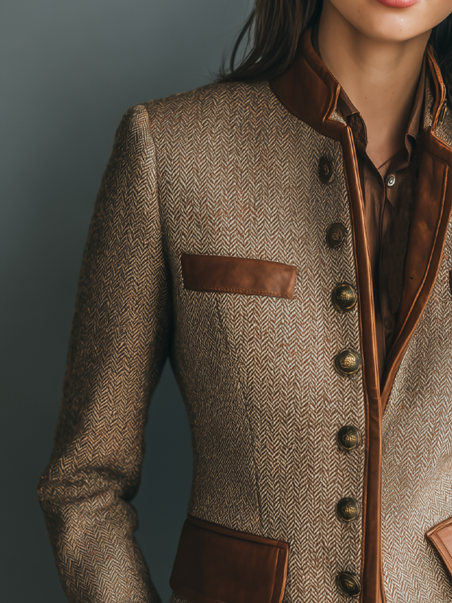 Chamarra de Tweed Vintage con Ribetes