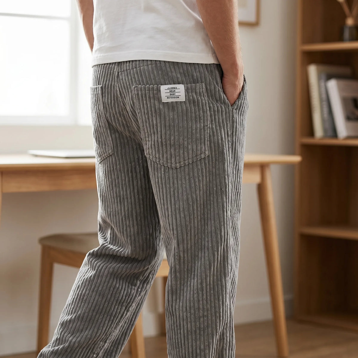 Pantalón de Pana Recto con Cordón para Hombre