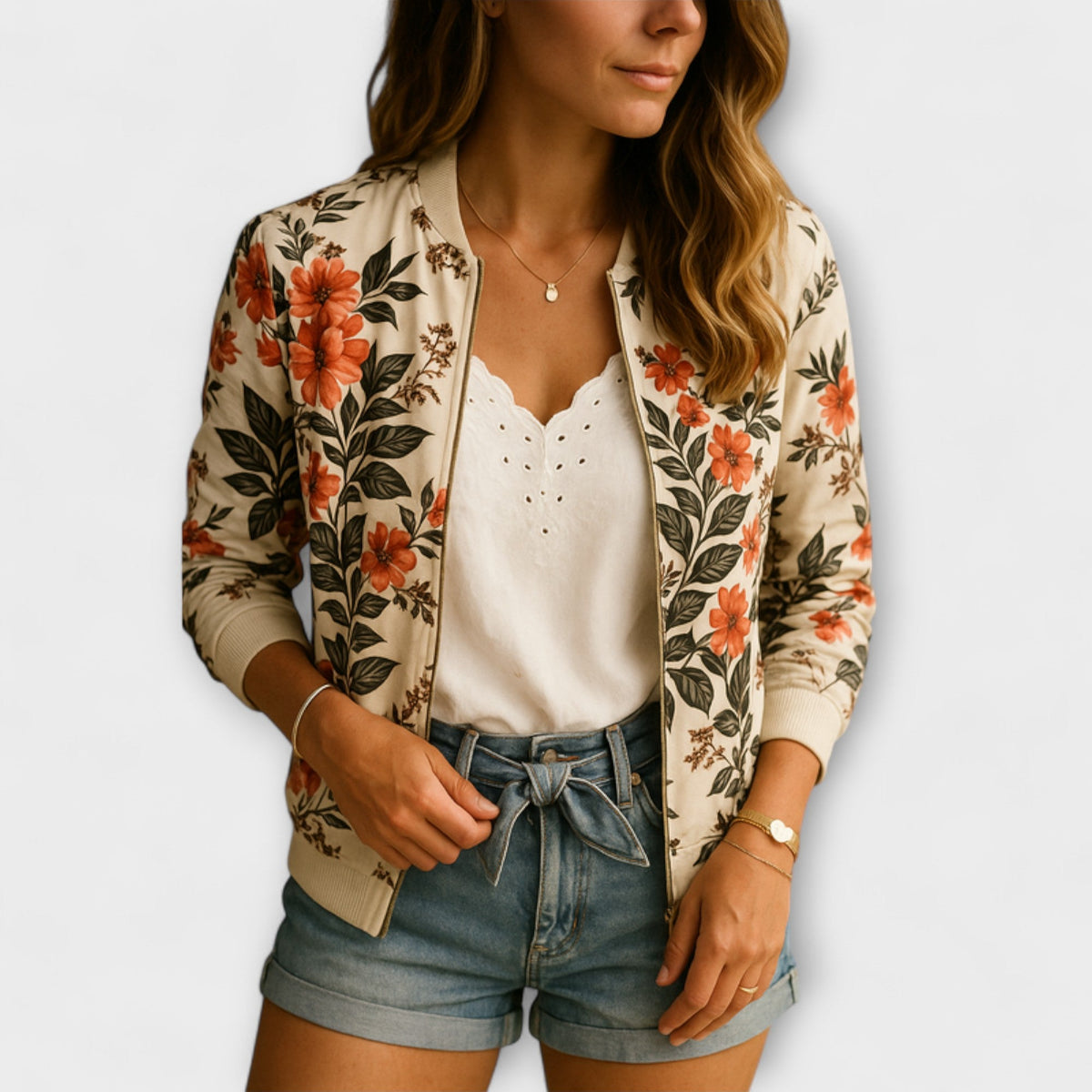 Kaelin - Elegante Chamarra Bomber con Estampado Floral