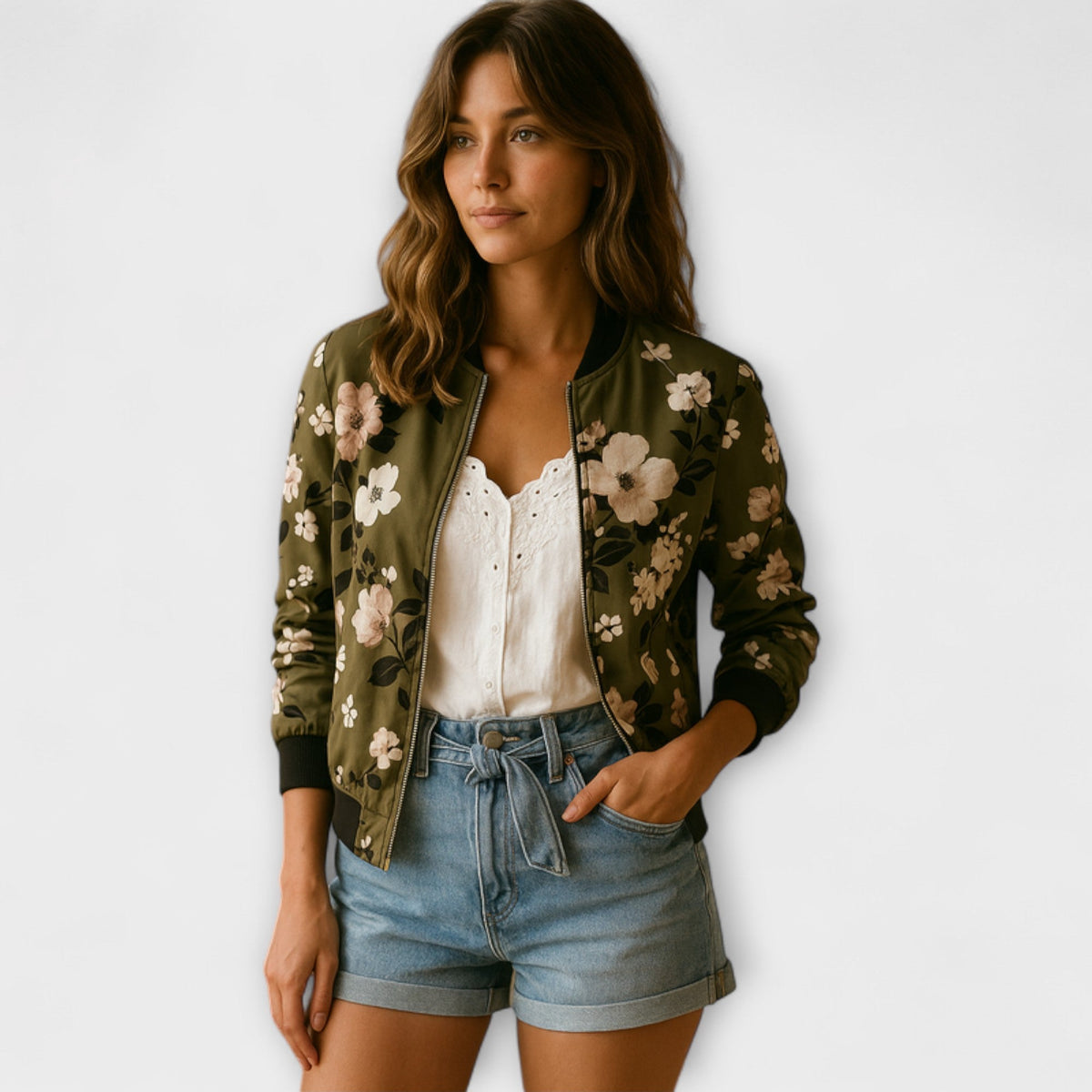 Kaelin - Elegante Chamarra Bomber con Estampado Floral