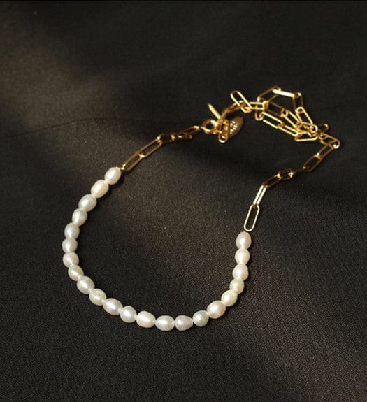 Collar de Cadena con Perlas Chapado en Oro 18K