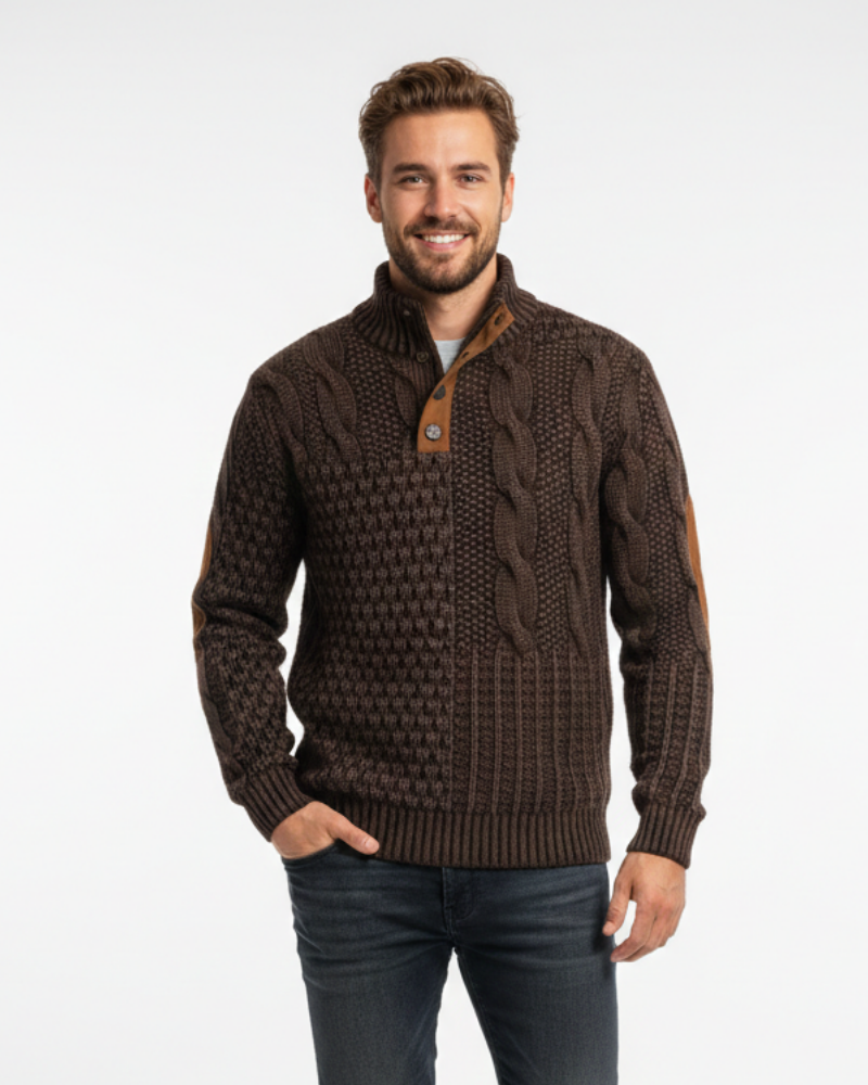 Aaron Suéter Patchwork Cuello Alto