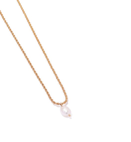 Collar Dorado con Perla o Colgante Repujado