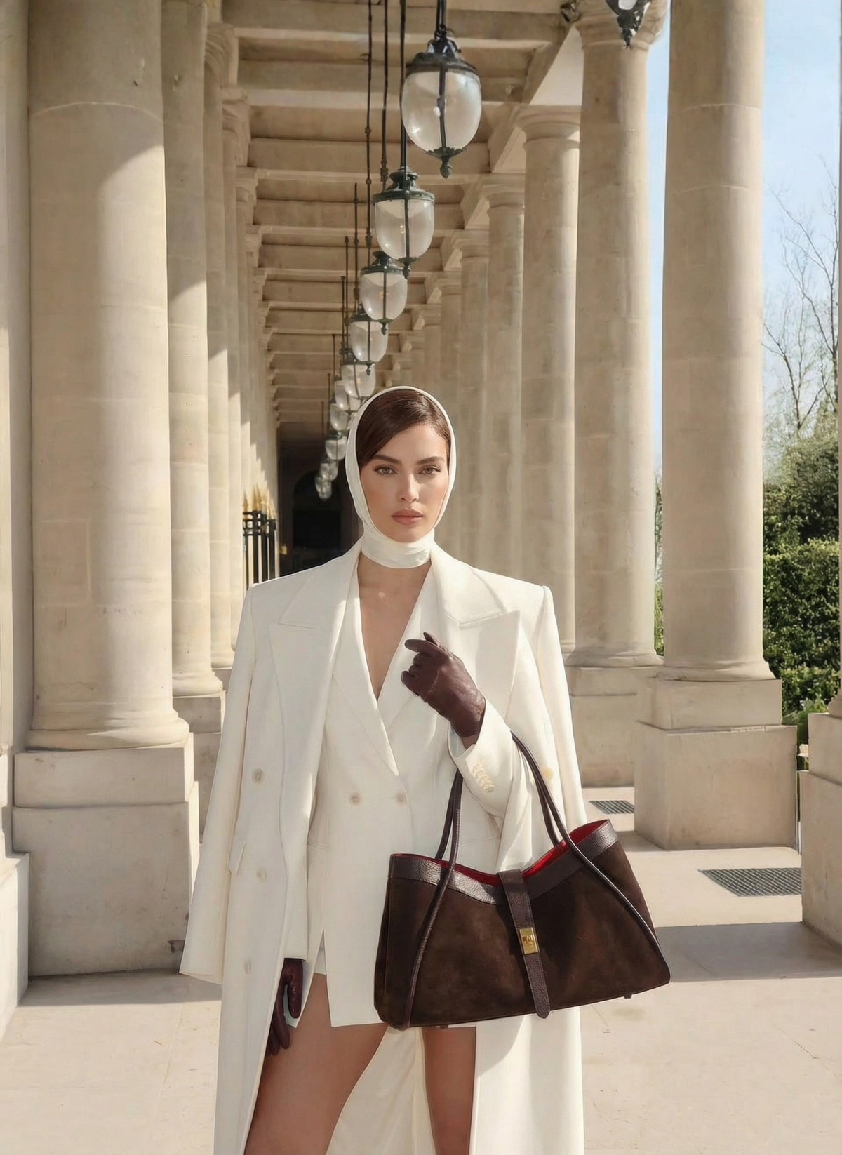 Bolsa Mayfair en Gamuza y Piel Togo Negro