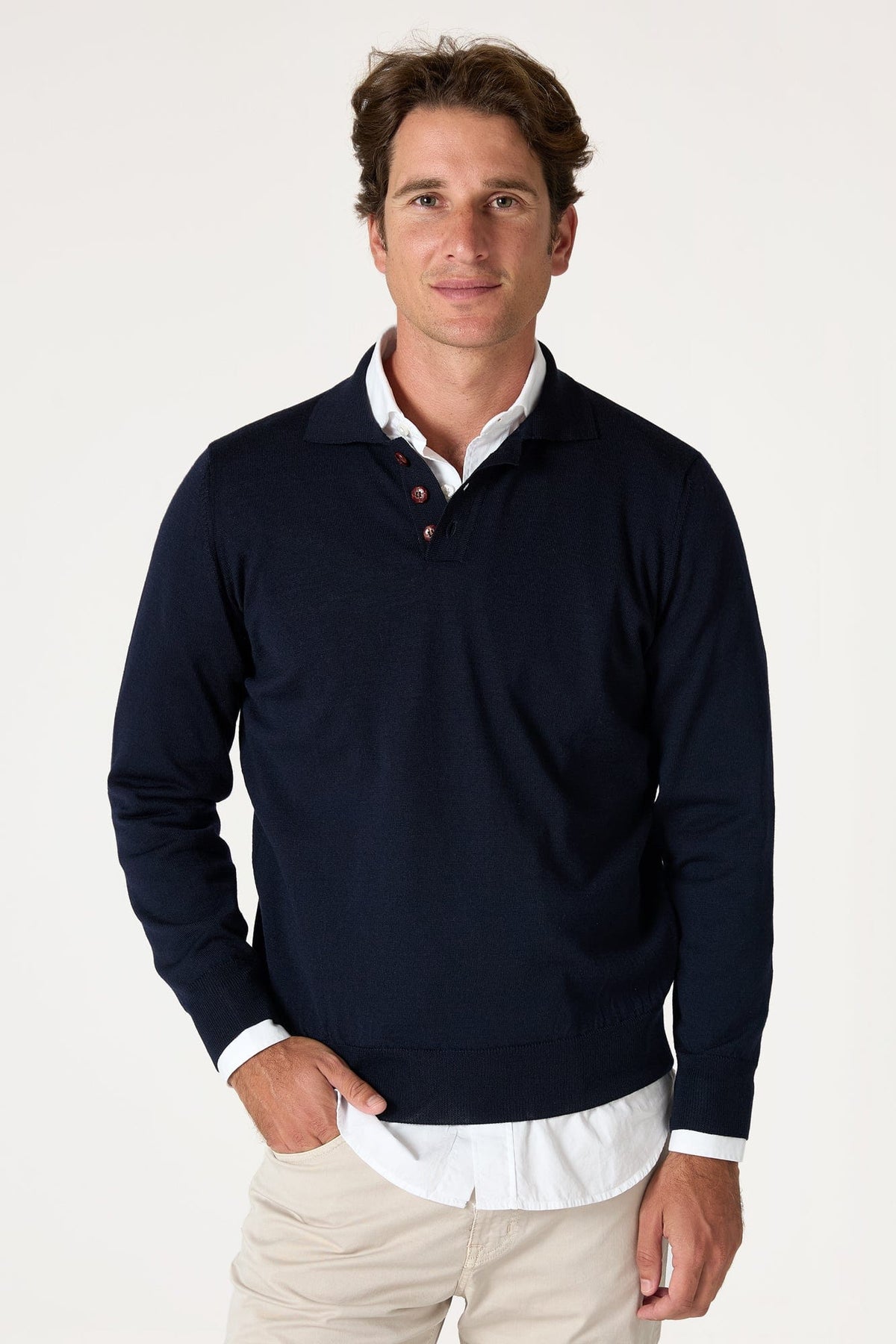 El Suéter Merino Polo Azul Marino