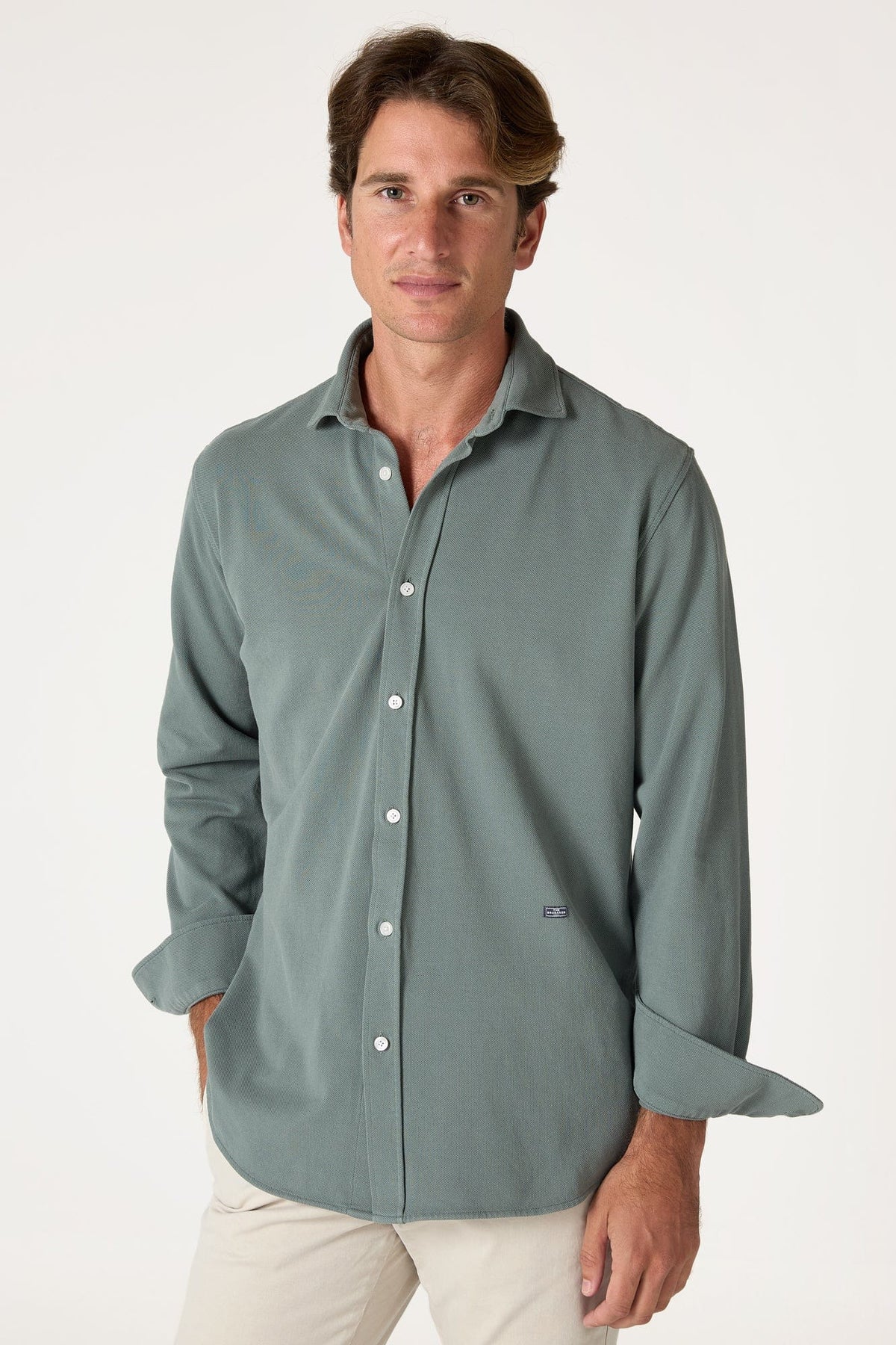 Camisa de Algodón Verde Valledemossa