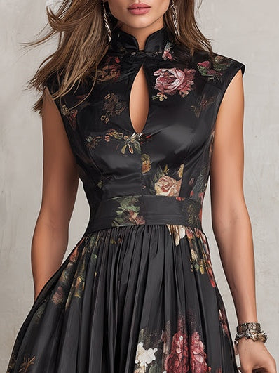 Vestido Midi Violetta Satén Floral
