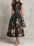 Vestido Midi Violetta Satén Floral