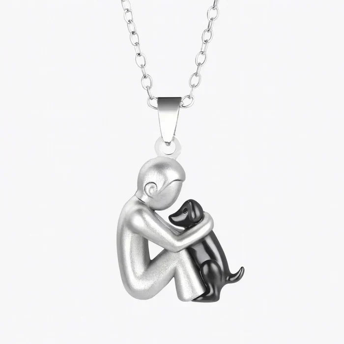 Colgante "Amistad Eterna" – Símbolo del amor entre una mujer, hombre y un perro