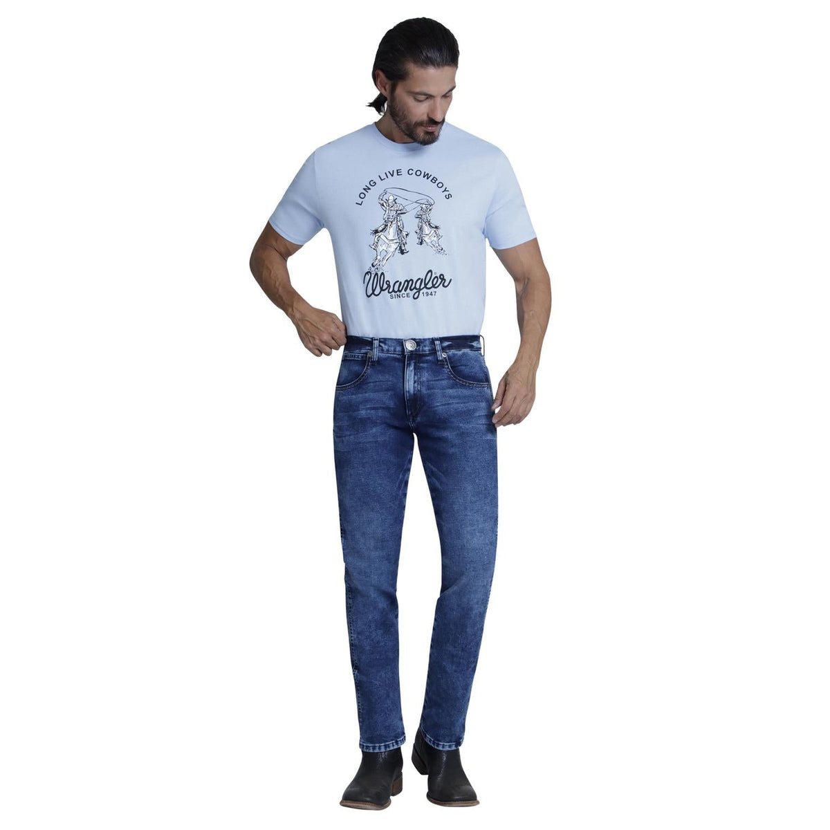 Jeans Slim Straight Hombre Línea Western
