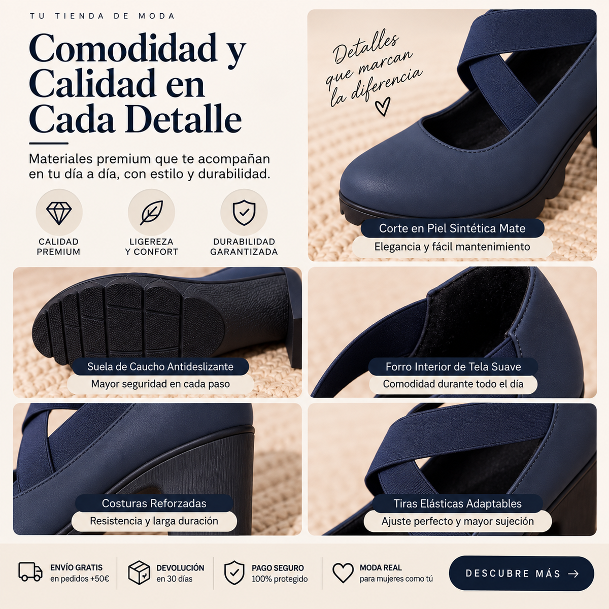 Zapatos Mary Jane con Correas Cruzadas y Tacón Grueso