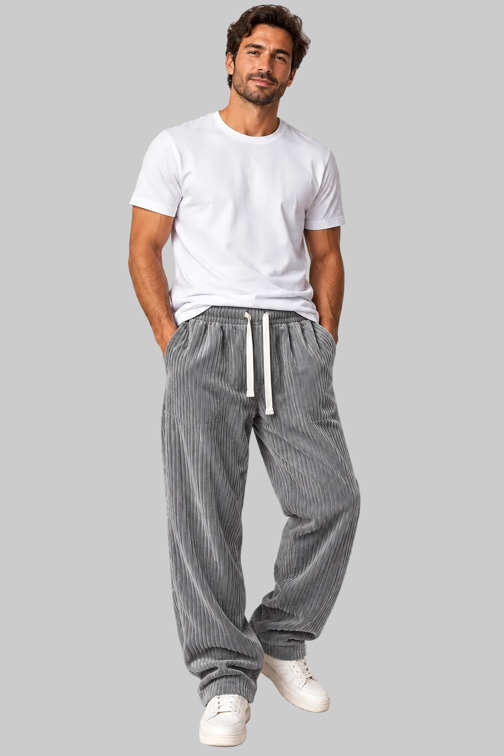 Pantalón Recto Holgado con Cordón para Hombre