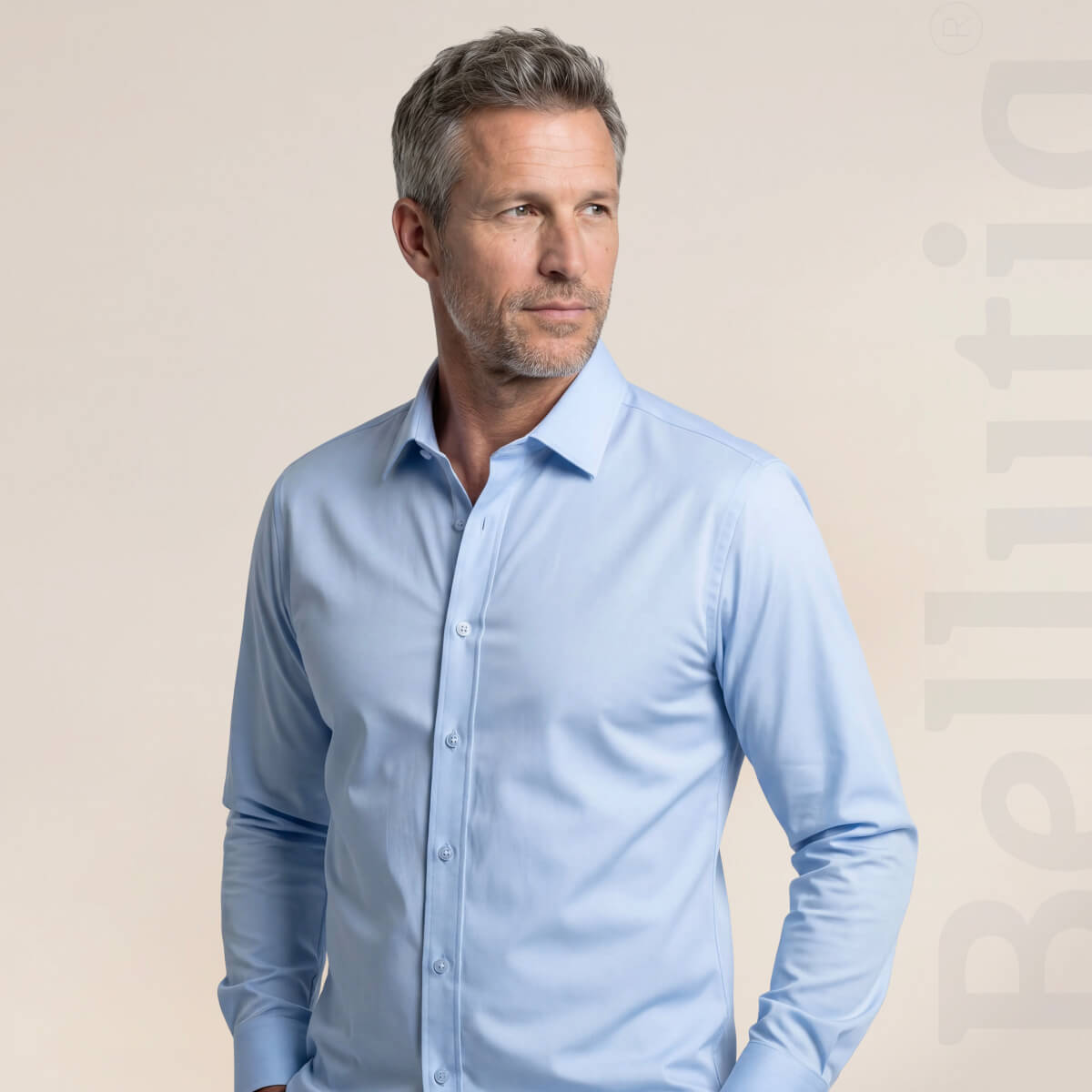 Camisa elegante y cómoda de corte ajustado y sin arrugas