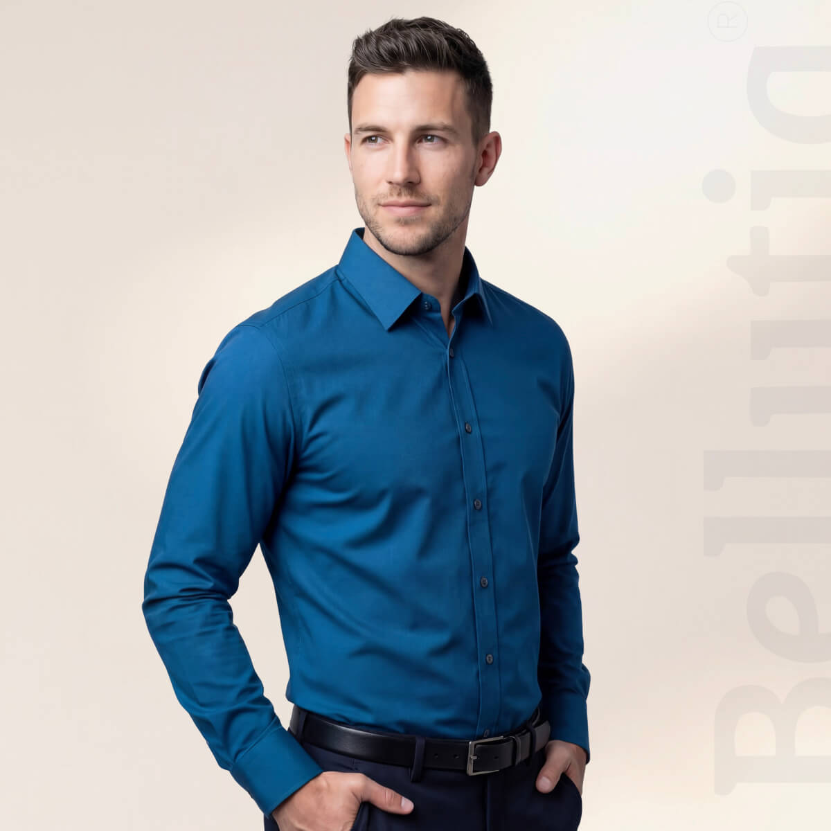 Camisa elegante y cómoda de corte ajustado y sin arrugas
