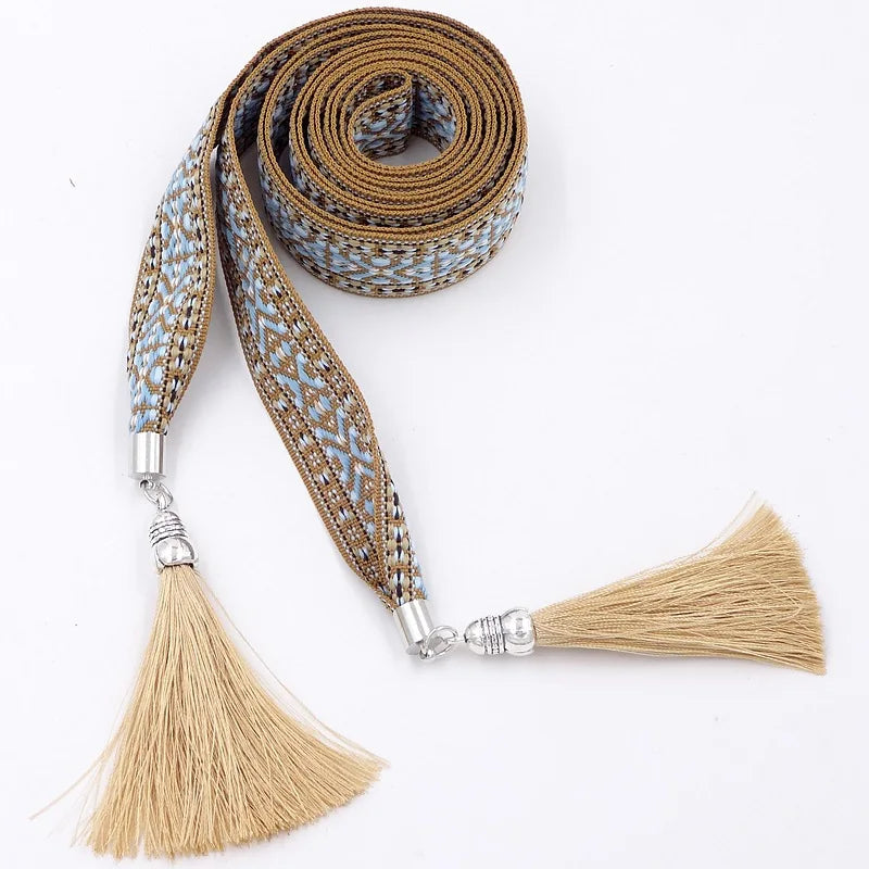 Cinturón de cadena con borlas estilo bohemio étnico chic