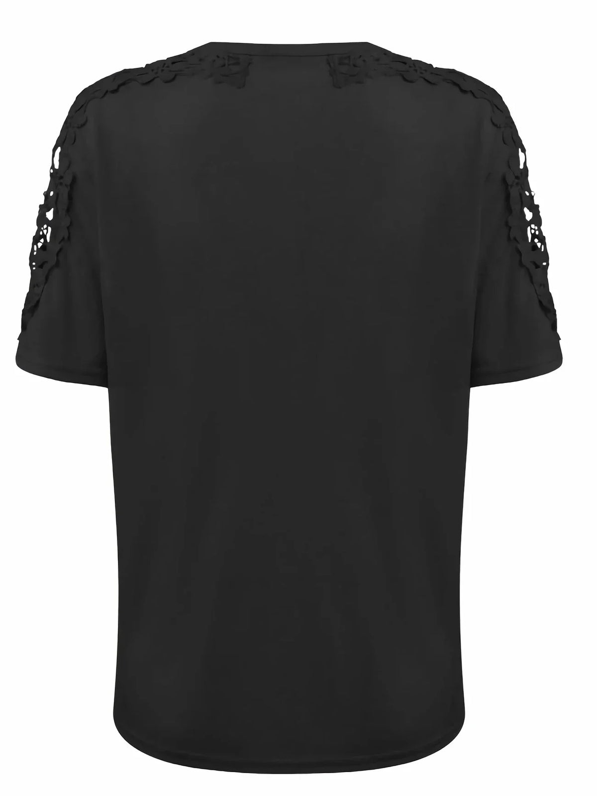Ancuta - Elegante Verano Manga Corta Playera Con Encaje