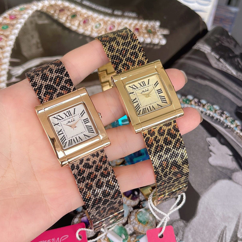 Reloj Cuadrado Leopardo Mujer