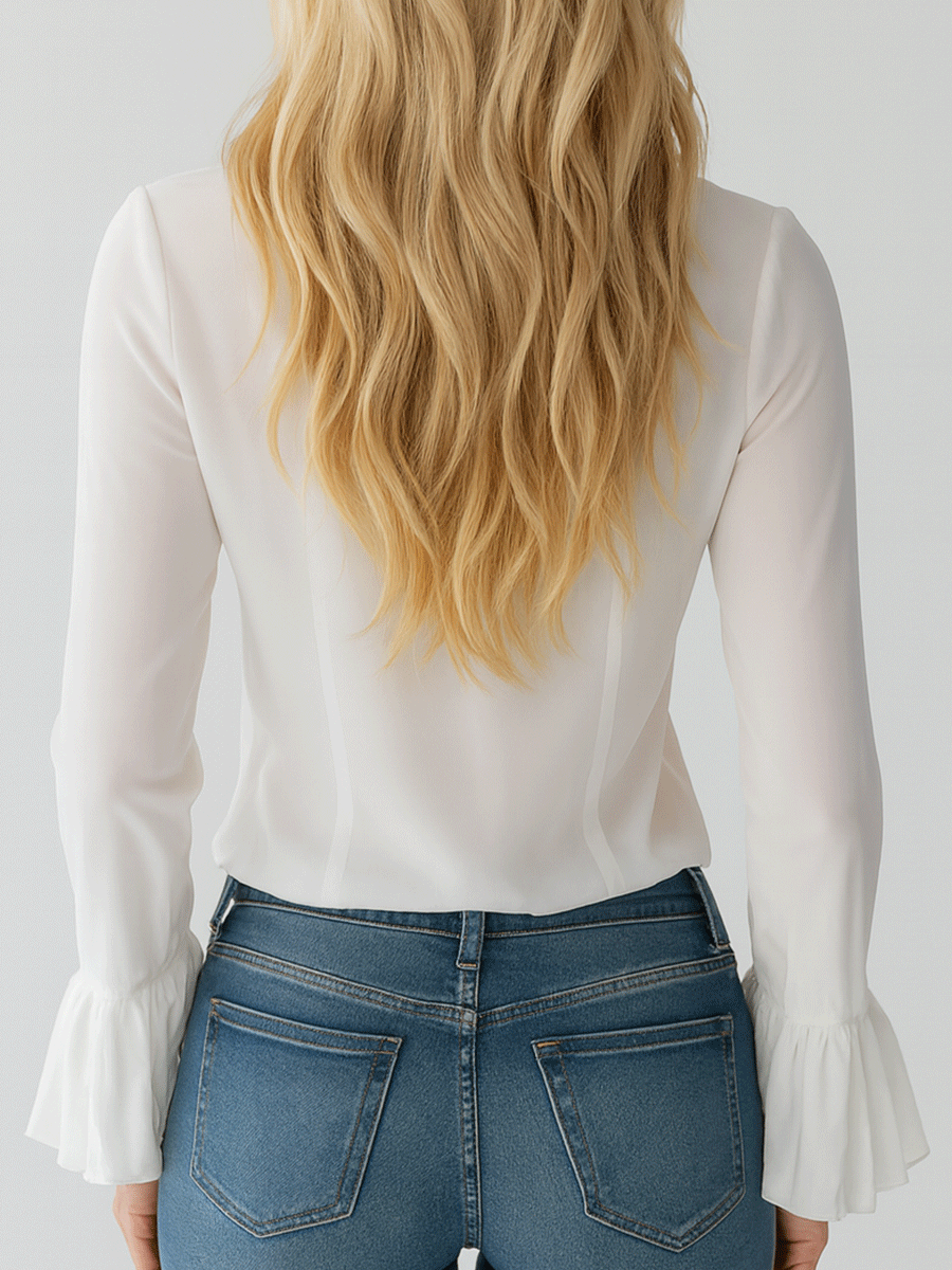 Blusa Blanca de Gasa Vintage con Volantes
