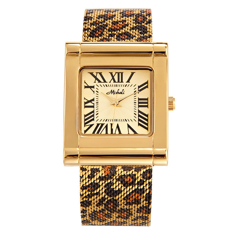 Reloj Cuadrado Leopardo Mujer