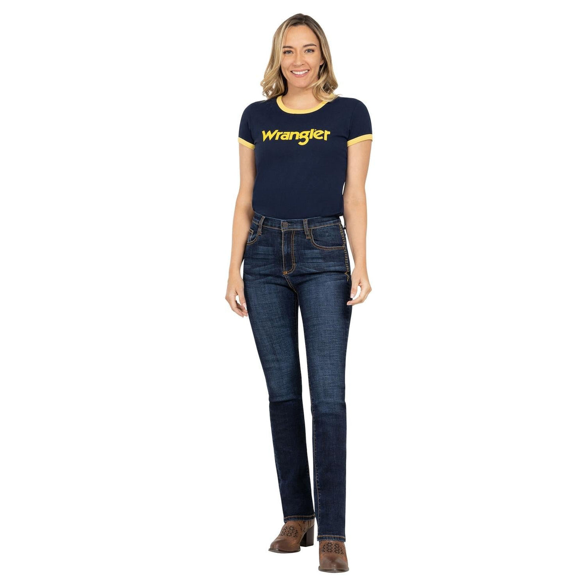 Jeans Mujer Tiro Alto Corte Bota Índigo