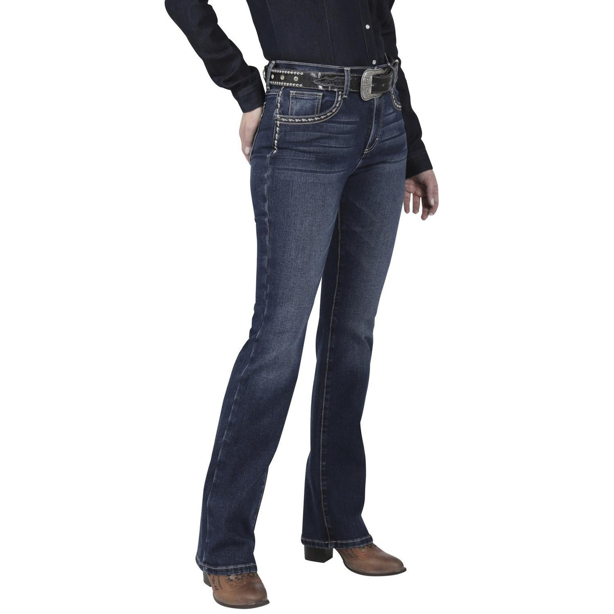 Jeans Mujer Tiro Alto Corte Bota Urbano