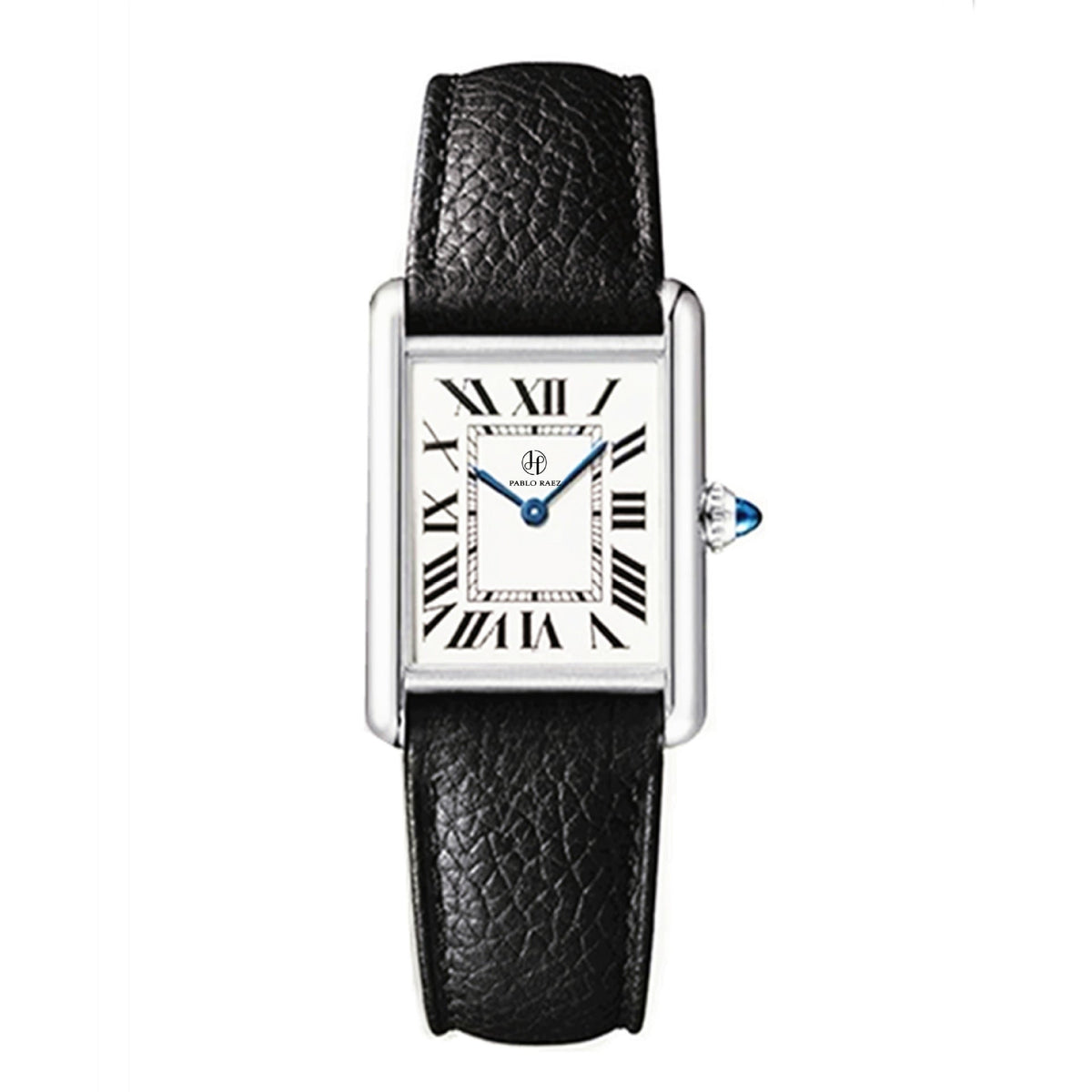 Reloj de cuarzo con correa, esfera rectangular y escala romana
